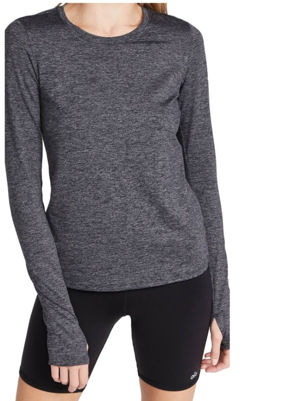 Alo Yoga Finesse Long Sleeve – Dark Heather Grey – Size Large